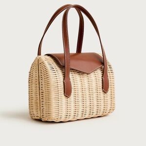 J. Crew Small rattan top-handle bag